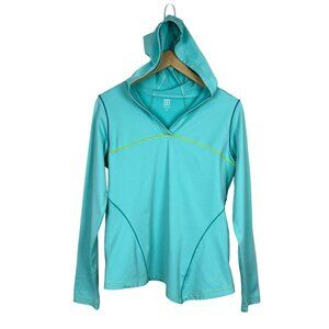 Title Nine Hoodie Pullover Women Medium Blue Regulator Long Sleeve Nylon Stretch